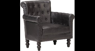 vidaXL - Fauteuil - echt - geitenleer - zwart