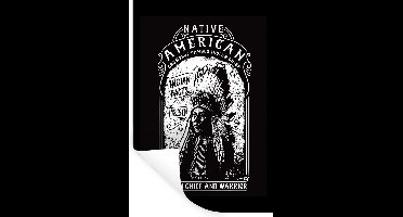 Muurstickers - Sticker Folie - Indiaan - Vintage - Zwart - Wit - 20x30 cm - Plakfolie - Muurstickers Kinderkamer - Zelfklevend Behang - Zelfklevend behangpapier - Stickerfolie