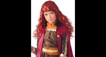 Vegaoo - Bordeaux rode prinses pruik voor meisjes - Rood - One Size