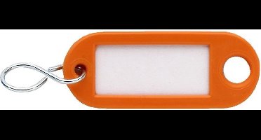 Sleutellabel kunststof oranje met oog