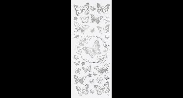 Creotime Stickers Vlinder Zilver 10 X 24 Cm 28-delig