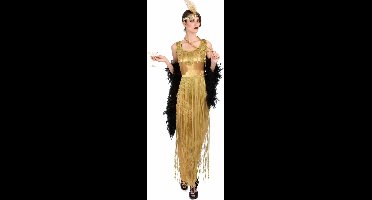 Vegaoo - Goudkleurig charleston kostuum met franjes voor vrouwen