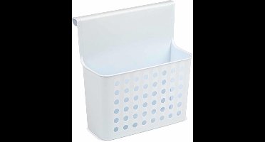 PlasticForte Badkamerrekje - wit/lichtblauw - douche opbergmandje - 26x24 cm