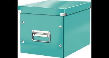 Leitz WOW Click & Store Cube Middelgrote Kartonnen Opbergdoos met Deksel- 26 x 24 x 26 Cm (BxHxD) - Ijsblauw
