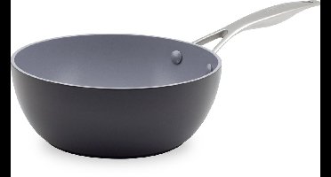Greenpan Venice Pro Aluminium Chef's Pan Ø 20cm - 2L – PFAS-vrij - Inductie – Ovenbestendig tot 220°C – Vaatwasserbestendig – Snelle opwarming – RVS handgrepen - Zwart