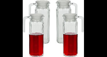 Luminarc Waterkan met deksel - 1x - 1,1 Liter - glas - schenkkan - waterkaraf - Limonadekan