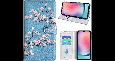 Hoesje geschikt voor Samsung Galaxy A24 Bookcase met blossom bloemen print