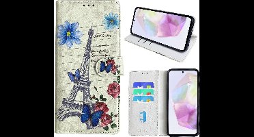 Hoesje geschikt voor Samsung Galaxy A35 Bookcase met Eiffel Toren /Parijs