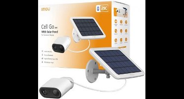 Imou Cell Go Solar Kit - Beveiligingscamera Draadloos buiten - 5000 mAH Accu - Beeldkwaliteit 2K - Simpele En Eenvoudige Installatie - 4GB eMMC Opslag - 1 Jaar Gratis Cloudopslag - Unieke Vlogfunctie - Ingebouwde Stemvervormer - Inclusief Zonnepaneel