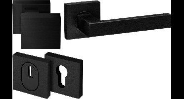 Knop/Krukgarnituur RVS Zwart Links Vierkant 53X53mm - 1219658