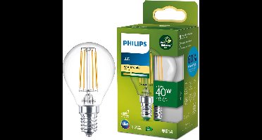 Philips Ultra Efficient LED kogellamp Transparant - 40 W - E14 - Warmwit licht - Energielabel A