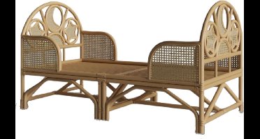 Cokos Oliver Teddy Rotan Peuterbed 2 in 1 - 146x76x80cm - Exclusief matras - Naturel