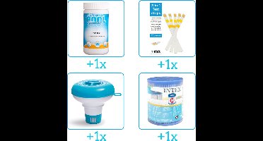Zwembad Onderhoudsset - Startersset bevat Chloor - Testrips - Chloordrijver en Filter - Voor zwembad met 28602GS Filterpomp - Voor zwembaden en Spa's - Voor zwembaden van 2500 tot 25.000 liter (4-delig)