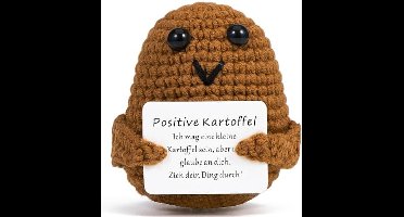 Positieve aardappelknuffel - Afscheidscadeau voor vriend of collega - Gebreid van wol