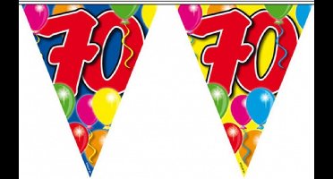 Folat Leeftijd vlaggenlijn - 3x - 70 jaar - 10 meter - verjaardag feest versiering - vlaggetjes