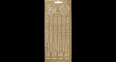 Stickers Goud - Liefde Stickers - Valentijn & Love Plakstickers - Gouden Zelfklevende Stickervellen - DIY Kaarten Maken - Scrapbooking - 10x24 cm