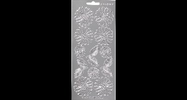 Stickers Zilver - Margrieten Stickers - Zelfklevende Bloemen Stickervellen - DIY Botanische Decoratie & Scrapbooking - 10x23 cm
