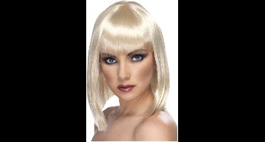 Smiffys Carnaval verkleed damespruik met pony - blond - half lang haar - Model
