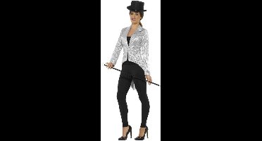 Smiffys - Sequin Tailcoat Kostuum Jacket - S - Zilverkleurig