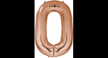 Folieballon Cijfer 0 Rose Gold - 92 cm