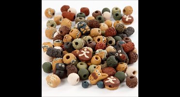 Keramiek Kralen, afm 7-18 mm, gatgrootte 2-4 mm, diverse kleuren, 300 gr