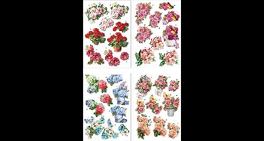 3D Knipvellen - Bloemen Thema - Creatieve Scrapbook Decoratie - Kaarten Maken - Hobby Knutselen - Bloemen Prints - Formaat 21x30 cm - 4 Vellen - Voor DIY Projecten en Creatief Gebruik