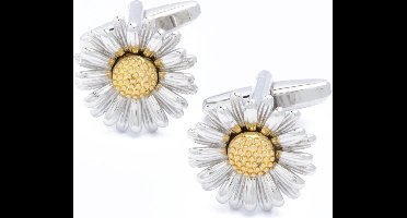 Manchetknopen - Zonnebloem Geel en Zilver