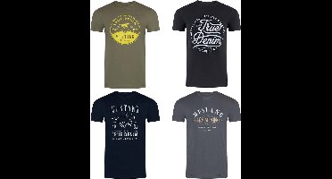 Mustang Heren T-Shirt 4-pack Mustang heren-T-shirt regular fit Veelkleurig 6XL Ronde Hals Volwassenen Opdruk Print Shirts