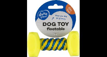 Duvoplus - Speelgoed Voor Dieren - Hond - Dogtoy Dumbell Met Touw 14x7cm Blauw/geel - 1st
