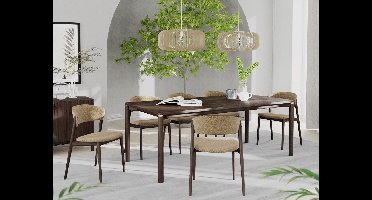 Eettafel Rechthoek 180cm - Bruin Eikenhout - 4-6 Personen - Arun - Giga Living