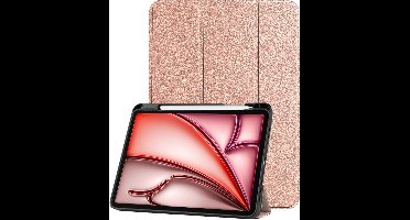 Hoes - Geschikt voor Apple iPad Air (2024/2025/2026) - 13 inch - Dun & Stevig - Trifold Bookcase - Hard Cover Case - Met Uitsparing Geschikt voor Apple Pencil - Hardcover Book - Tablet Hoesje - Rosé goud