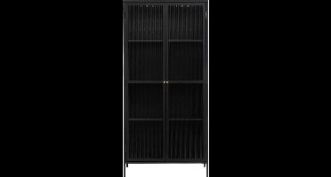 Vitrinekast Metaal Zwart - 4 Planken - 2-Deurs - Soft Closing - Kast Bronco - Giga Living