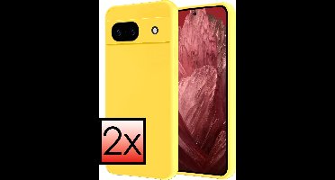 Hoesje - 2 Stuks - Geschikt voor Google Pixel 8a - Sterk & Shockproof - Case Siliconen - Back Cover - Telefoon Hoes - Geel