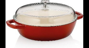 Stoofpan met Deksel, Ø 28, 3.8 L, Gietijzer, Rood - Kela | Calido