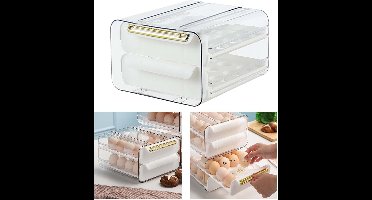 Velox Goods VL‑526 Eierhouder – Koelkast Eiertray Duo‑Laags – 32‑Eiopslag (16+16) – Transparant & Stapelbaar