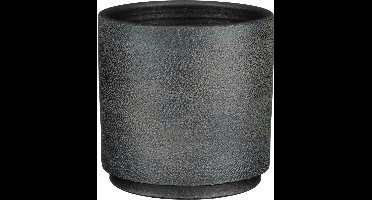 Mica Decorations Plantenpot/bloempot - terracotta - zwart mat - D22/H21 cm