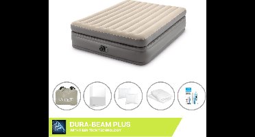 Intex Luchtbed - 2-Persoons - 152 x 203 x 51 cm - Grijs - Inclusief pomp - Hoeslaken - Kussen - Kussenbeschermer en Reparatieset