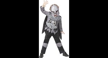 Smiffys - Deluxe Skeleton Knight Kinder Kostuum - Kids tm 9 jaar - Grijs/Zwart
