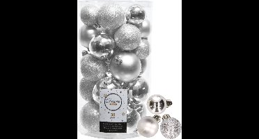 Decoris kerstballen - 44x stuks - zilver - 3-4-5-6 cm - kunststof