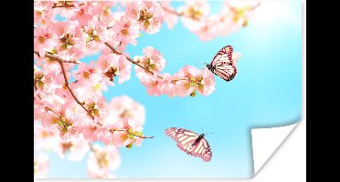 Poster Vlinders - Boom - Bloemen - 30x20 cm