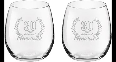 Gegraveerde set Drinkglazen 39cl Gefeliciteerd 30 jaar getrouwd