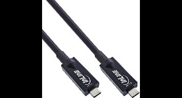 InLine® USB 3.2 Gen.2 AOC-kabel, USB-C male / male, zwart, 5m