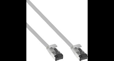 InLine® Flat patch cable, U/FTP, Cat.8.1, TPE halogen free, grey, 1m