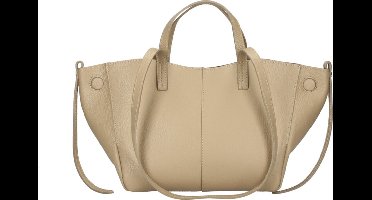 Taupe Leren Bag in Bag Handtas - Chique Leren Handtassen - Kort & Lang Hengsel - Vergroot Of Verklein de Tas - Taupe
