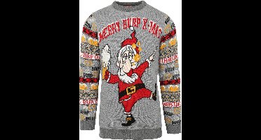 Suitable Kersttrui Multicolour Grijs lampjes - Maat M - Heren - Pullover - Sweater