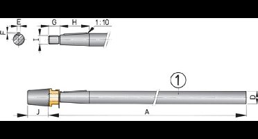 Vetus Niro as met dopmoer L=2500mm, Ø35mm