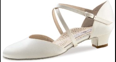 Werner Kern Felice Dansschoenen Dames met Suede Zool - Bruidsschoenen Wit Satijn - Lage hak 3,4 cm - Breed voetbed - Dichte Neus - Ballroom schoenen dames - Werner Kern Bridal - Wit - 43 1/3