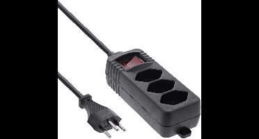 Stekkerdoos met 3 contacten en schakelaar | Type J / Zwitserland | zwart | 1,5 meter