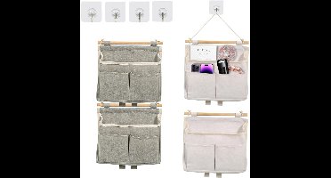 ApexArte® Veelzijdige Hangende Opberger met 4 Vakken en Zelfklevende Haken voor Elke Kamer