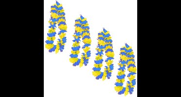 PartyXplo Carnaval Feest krans - 4x - hawaii slinger/krans - blauw/geel - carnaval/thema feesten